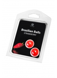 Набор из 2 шариков с массажным маслом Brazilian Balls с ароматом клубники - Secret Play - купить с доставкой в Норильске