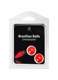 Набор из 2 шариков с массажным маслом Brazilian Balls с ароматом клубники - Secret Play - купить с доставкой в Норильске