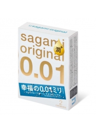 Увлажнённые презервативы Sagami Original 0.01 Extra Lub - 2 шт. - Sagami - купить с доставкой в Норильске