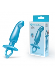 Голубая анальная пробка для массажа простаты Hither Silicone Prostate Plug - 14,3 см. - b-Vibe - в Норильске купить с доставкой