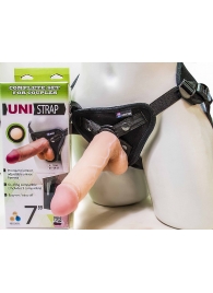 Страпон-унисекс с двумя насадками UNI strap 7  Harness - 19 и 16 см. - LOVETOY (А-Полимер) - купить с доставкой в Норильске