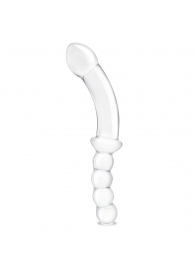 Стеклянный двусторонний фаллоимитатор 12,5’’ Girthy Double Sided Dong With Anal Bead Grip Handle - 32 см. - Glas