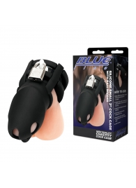 Черная клетка для пениса Silicone Small 2 in Cock Cage With Ball Divider - BlueLine - купить с доставкой в Норильске