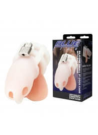 Белая клетка для пениса Silicone Small 2 in Cock Cage With Ball Divider - BlueLine - купить с доставкой в Норильске