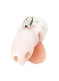 Белая клетка для пениса Silicone Small 2 in Cock Cage With Ball Divider - BlueLine - купить с доставкой в Норильске
