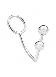 Кольцо на пенис с анальным стимулятором Two Bead Stainless Steel Anal Hook   Cock Ring - BlueLine - в Норильске купить с доставкой