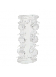 Прозрачная насадка на пенис с шипами и бугорками JELLY JOY LUST CLUSTER CLEAR - Dream Toys - в Норильске купить с доставкой