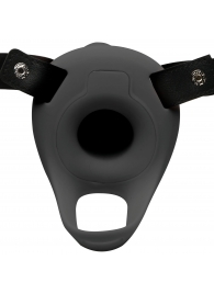 Черный полый страпон с вибрацией 2’’ Erection 28X Smooth Vibrating Silicone Penis Sheath - XR Brands - купить с доставкой в Норильске