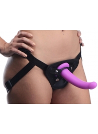 Лиловый поясной страпон Navigator Silicone G-Spot Dildo with Harness - 17,8 см. - XR Brands - купить с доставкой в Норильске