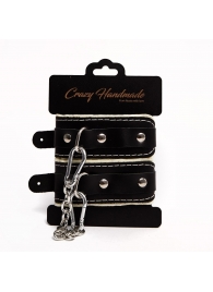 Черные скругленные наручники с мягкой бежевой подкладкой - Crazy Handmade - купить с доставкой в Норильске