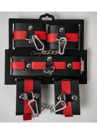 Черно-красный набор фиксаций: наручники, оковы и ошейник - Crazy Handmade - купить с доставкой в Норильске