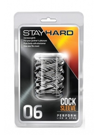 Прозрачная насадка с объёмными чёрточками STAY HARD COCK SLEEVE 06 CLEAR - Blush Novelties - в Норильске купить с доставкой