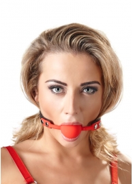 Силиконовый кляп-шар на чёрных ремешках Red Gag silicone - Orion - купить с доставкой в Норильске