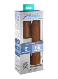 Коричневая насадка на член 2  Silicone X-tension - 20,3 см. - Pipedream - в Норильске купить с доставкой
