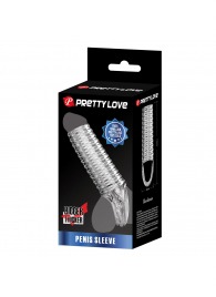 Прозрачная насадка на пенис с ребрышками и подхватом мошонки - Baile - в Норильске купить с доставкой