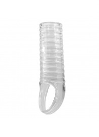Прозрачная насадка на пенис с ребрышками и подхватом мошонки - Baile - в Норильске купить с доставкой