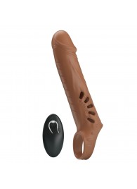 Коричневая вибронасадка с подхватом мошонки и пультом ДУ - Baile - в Норильске купить с доставкой