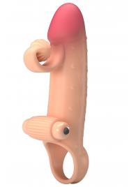 Телесная вибронасадка на пенис с подхватом мошонки - 20 см. - Baile - в Норильске купить с доставкой