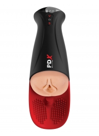 Телесный мастурбатор-вагина в черной колбе с вибрацией Fuck-O-Matic Pro XL - Pipedream - в Норильске купить с доставкой
