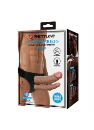 Темно-бежевый фаллопротез для двойного проникновения - 17,5 см. - Baile - купить с доставкой в Норильске