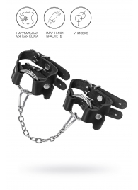 Черные кожаные наручники-браслеты из двух ремешков - Pecado - купить с доставкой в Норильске