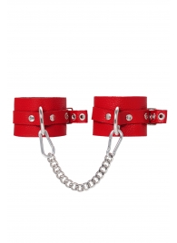 Красные мягкие кожаные оковы с люверсами - Pecado - купить с доставкой в Норильске