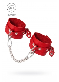 Красные мягкие кожаные оковы с люверсами - Pecado - купить с доставкой в Норильске