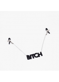 Зажимы на соски с кожаной подвеской Bitch - Crazy Handmade - купить с доставкой в Норильске