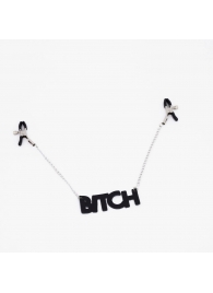Зажимы на соски с кожаной подвеской Bitch - Crazy Handmade - купить с доставкой в Норильске