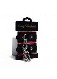Черно-розовые скругленные наручники с мягкой подкладкой - Crazy Handmade - купить с доставкой в Норильске