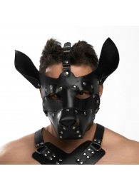 Черная кожаная маска «Собака» - Crazy Handmade - купить с доставкой в Норильске