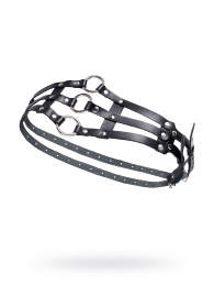 Черный кожаный пояс с кольцами - Pecado - купить с доставкой в Норильске