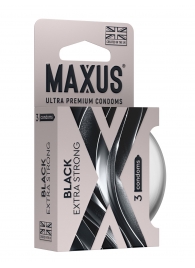 Черные утолщенные презервативы MAXUS Extra Strong с железным кейсом - 3 шт. - Maxus - купить с доставкой в Норильске