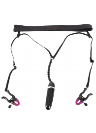 Женские вибростринги с зажимами для половых губ Spreader String with Vibrator - Orion - купить с доставкой в Норильске