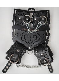 Черный ажурный кожаный набор фиксаций - Crazy Handmade - купить с доставкой в Норильске
