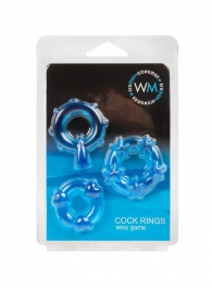 Набор из 3 синих эрекционных колец с различным рельефом - Erowoman-Eroman - в Норильске купить с доставкой