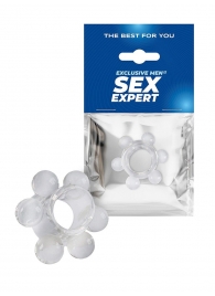 Прозрачное эрекционное кольцо с 6 стимулирующими шариками - Sex Expert - в Норильске купить с доставкой