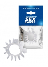 Эластичное эрекционное кольцо с шариками и лучами - Sex Expert - в Норильске купить с доставкой