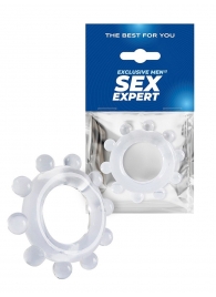 Прозрачное эрекционное кольцо со стимулирующими шариками - Sex Expert - в Норильске купить с доставкой