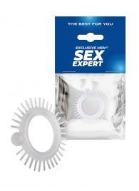 Эластичное эрекционное кольцо с шипиками и шариком - Sex Expert - в Норильске купить с доставкой