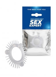 Эластичное эрекционное кольцо с 3 шариками и шипами - Sex Expert - в Норильске купить с доставкой