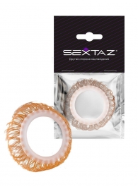 Эрекционное кольцо с бежевыми «ресничками» - Sextaz - в Норильске купить с доставкой