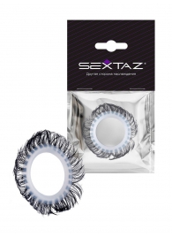 Эластичное эрекционное колечко с черными «ресничками» - Sextaz - в Норильске купить с доставкой