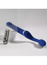 Синий безремневой страпон Multi Orgasm Bendable Strap-On size L с клиторальной стимуляцией - Strap-on-me - купить с доставкой в Норильске