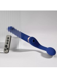 Синий безремневой страпон Multi Orgasm Bendable Strap-On size XL с клиторальной стимуляцией - Strap-on-me - купить с доставкой в Норильске