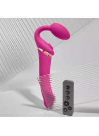 Ярко-розовый безремневой страпон Multi Orgasm Bendable Strap-On size L с клиторальной стимуляцией - Strap-on-me - купить с доставкой в Норильске