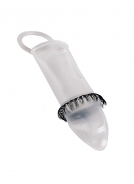 Закрытая насадка на пенис с подхватом мошонки и стимулирующими «ресничками» - Sextaz - в Норильске купить с доставкой