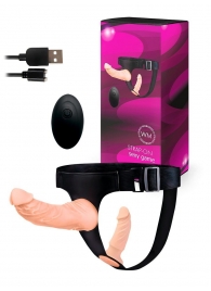 Женский страпон с 2 насадками, вибрацией и пультом ДУ - Erowoman-Eroman - купить с доставкой в Норильске