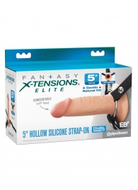 Телесный пустотелый фаллопротез 5’’ Hollow Silicone Strap-On - 14 см. - Pipedream - купить с доставкой в Норильске