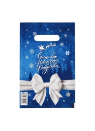 Сине-белый подарочный новогодний пакет с вырубной ручкой (20х30 см) - Сима-Ленд - купить с доставкой в Норильске